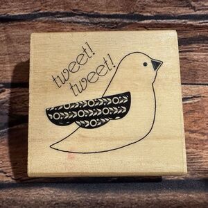 Tweet Tweet Bird Wood Rubber Stamp Folk Art Wing Scrapbooking Card Making Craft